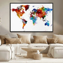 Colorful World Map Canvas Wall Art Print, Contemporary