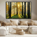 Sunlit Forest Wall Art Canvas Print – Large Framed Woodland