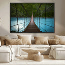 Suspension Bridge Over River Canvas Art | 3-Panel Nature by MyGreatCanvas | Canvas Wall Art Prints | Photo Prints & Wall Decor