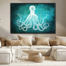 Green Octopus Abstract Wall Art Canvas Print