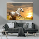 Large Wall Art Galloping White Horse at Sunset Canvas Print