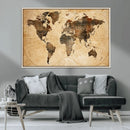 Push Pin World Map Canvas Print – Framed Travel Tracker Wall