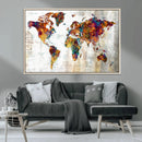 Vintage World Map Canvas Wall Art Print, Warm Tone Global by MyGreatCanvas | Canvas Wall Art Prints | Photo Prints & Wall Decor