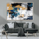 Blue and Gold Abstract Canvas Wall Art – Triptych Modern