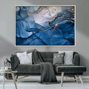 Navy Blue Canvas Art Abstract Print – Elegant Triptych