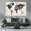 Abstract Map Printing - Modern World Map Canvas Wall Art for