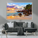 Tropical Island Beach Sunset Canvas Print