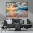 Sunset Beach Canvas Wall Art – Tropical Triptych Seascape