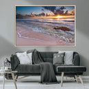 Sea Ocean Sunset Beach Wall Art Canvas Print