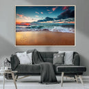 Sunset Ocean Beach Wall Art – Giclee Canvas Print, Coastal