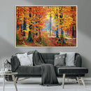 Autumn Red Forest Triptych Canvas Wall Art Print, Forest