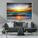 Vibrant Ocean Sunrise Over Golden Beach Waves, Giclee Canvas