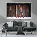 Vintage Ski Gear Canvas Print, Vintage Ski Gear Against
