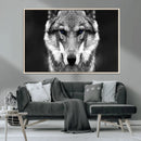 Black and White Wild Wolf Wall Art Canvas Print