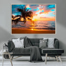 Palm Tree Sunset On The Beach Wall Art Canvas, Framed Palm by MyGreatCanvas | Canvas Wall Art Prints | Photo Prints & Wall Decor