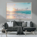 Tranquil Ocean Beach Sunset Canvas Wall Art | 3-Panel