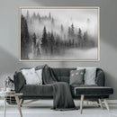 Foggy Misty Forest Canvas Wall Art – Black and White