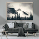 Forest Mountain Print - Black and White Canvas Wall Art with