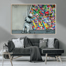 Banksy Colorful Street Graffiti Canvas Wall Art Print, by MyGreatCanvas | Canvas Wall Art Prints | Photo Prints & Wall Decor