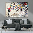 Banksy Art Butterfly Girl Explosion Canvas Art – Vibrant