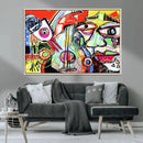 Picasso Style Art Abstract Canvas Wall Art Print , Colorful