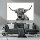 Grayscale Scottish Highland Cow Cattle Art Print Farmhouse by MyGreatCanvas | Canvas Wall Art Prints | Photo Prints & Wall Decor