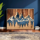 Rustic Wood Style Mountain Wall Art, Nature Forest Canvas