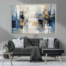 Modern Abstract Canvas Wall Art in Blue and Gold Tones |