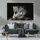 Lion Couple Wall Art Canvas Print – Elegant Black and White
