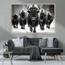 American Bison Art | Buffalo Herd Wall Art Canvas Print, BW