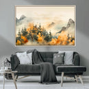 Abstract Watercolor Mountains and Trees Autumn Art,