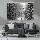 Winter Ski Lift Black and White Canvas Wall Art – Alpine