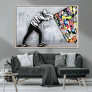 Banksy Art Behind the Curtain Street Wall Art Canvas Print |