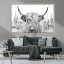 Rustic Charm | Cow Longhorn Black White Bighorn Wall Art by MyGreatCanvas | Canvas Wall Art Prints | Photo Prints & Wall Decor