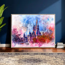 Disney Wall Art: Dreamy Watercolor Cinderella Castle Canvas by MyGreatCanvas | Canvas Wall Art Prints | Photo Prints & Wall Decor