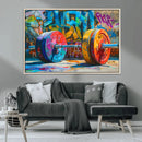 Fitness Gym Barbell Graffiti Wall Art Canvas Print