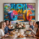 Fitness Gym Barbell Graffiti Wall Art Canvas Print