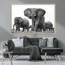 Black White Elephant Family Wall Art Canvas Print by MyGreatCanvas | Canvas Wall Art Prints | Photo Prints & Wall Decor
