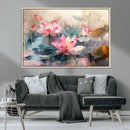Lotus Flower Wall Art | 3-Panel Giclee Canvas Print of Pink