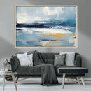 Abstract Ocean Canvas Wall Art - Coastal Blue and Gold