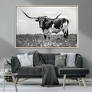 Texas Black White Highland Longhorn Cow Wall Art Canvas by MyGreatCanvas | Canvas Wall Art Prints | Photo Prints & Wall Decor
