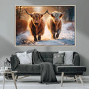 Scottish Highland Cow Horn Farm Wall Art Canvas Print