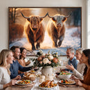 Scottish Highland Cow Horn Farm Wall Art Canvas Print