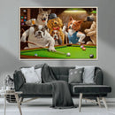 Dogs Playing Pool Canvas Wall Art Funny Gifts Dog Print