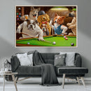 Dogs Playing Pool Canvas Wall Art Funny Gifts Dog Print