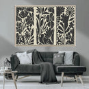 Modern Botanical Wall Art - Floral Black and White Canvas