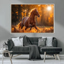 Running Horse Sunset Forest Wall Art Canvas Print