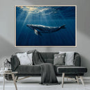 Whale under Ocean Wall Art Canvas Print