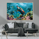 Sea Turtle and Coral Reef Triptych Wall Art – Vibrant