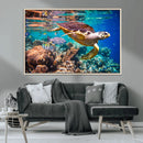 Sea Turtle Wall Art Canvas Print – Vibrant Ocean Coral Reef